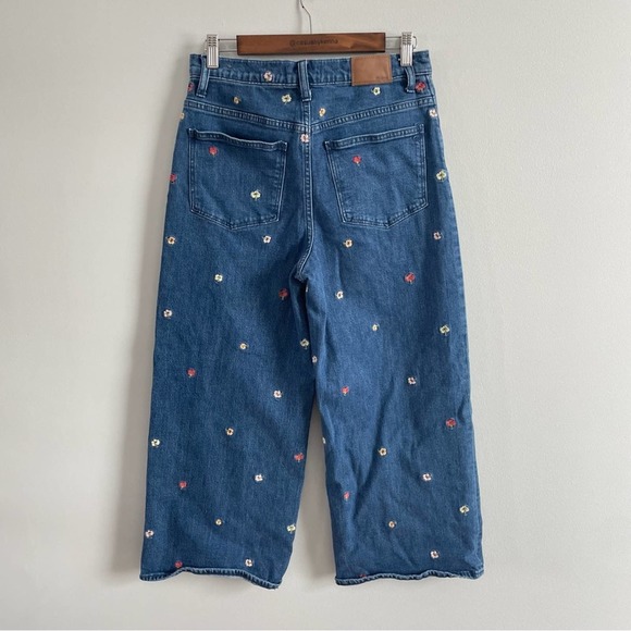 Madewell | Wide-Leg Crop Jeans Confetti Floral Embroidered Edition Flowers Capri - Picture 4 of 11